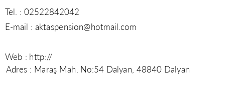Dalyan Akta Hotel telefon numaralar, faks, e-mail, posta adresi ve iletiim bilgileri